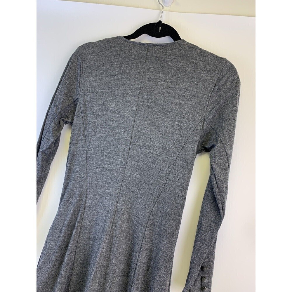 BOGO Anteprima Long Sleeve Flare Midi Dress Gray Wool Blend Buttons Womens Small - Picture 7 of 14